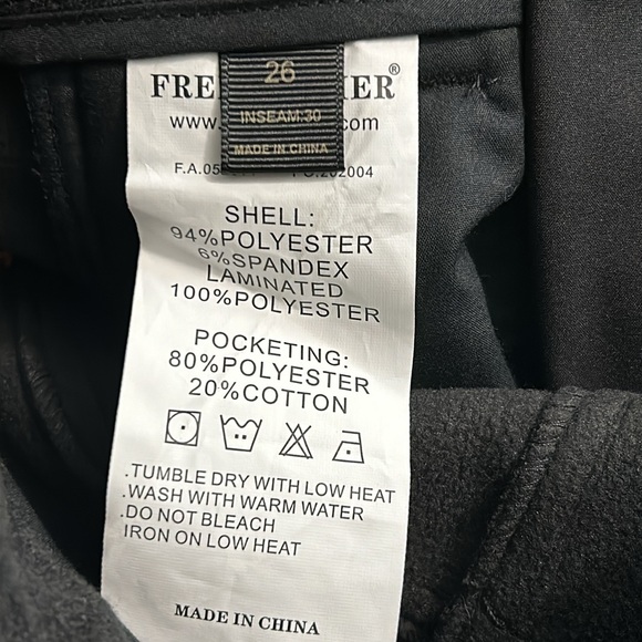 "NWT" Free Soldier Outdoor Softshell Hiking Tactical Black Pants- Size 26 - Picture 5 of 14